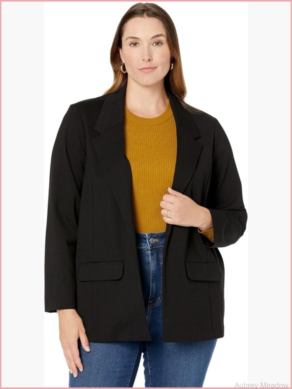 Plus Size Boyfriend Blazer with Princess Darts Stretch Ponte